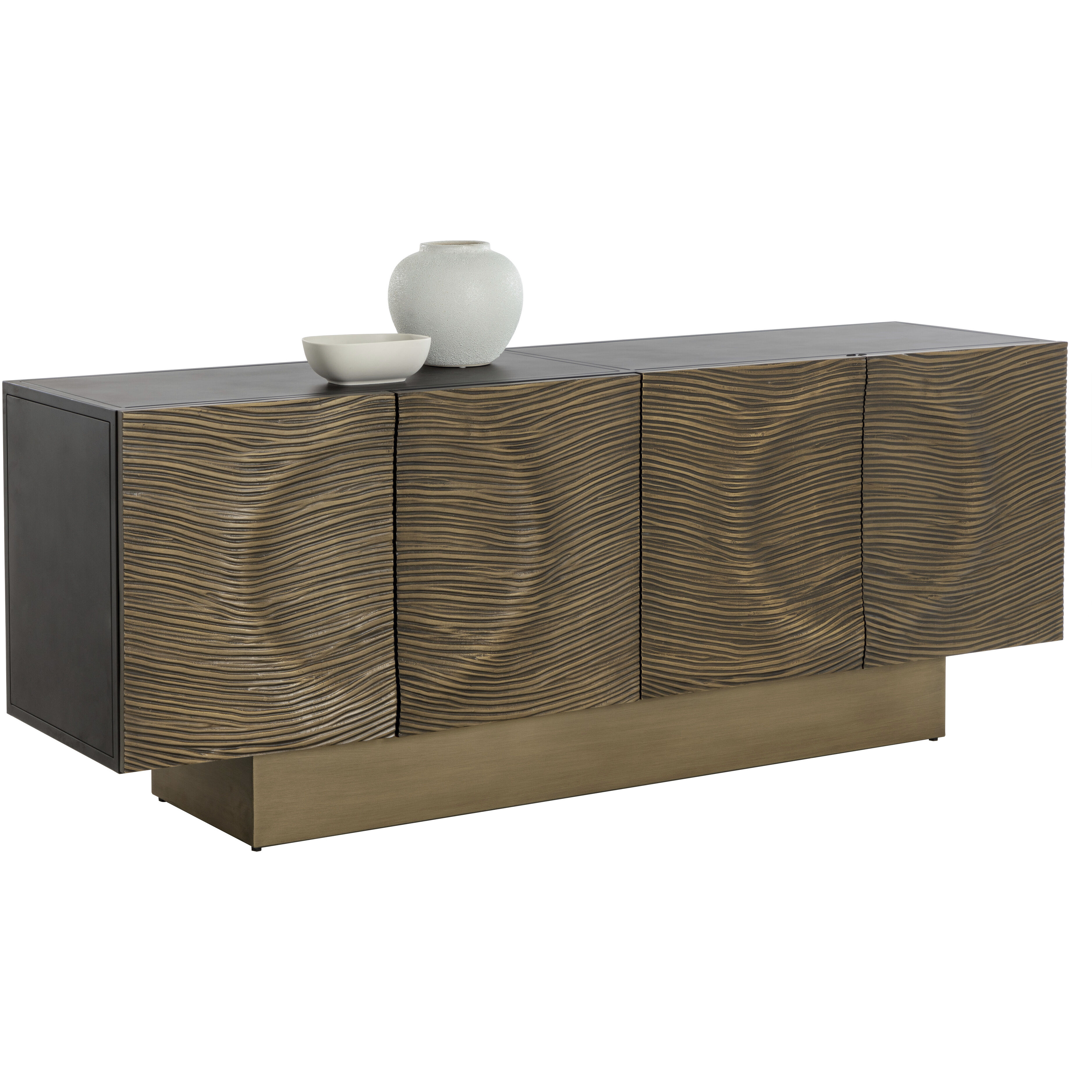 Dharkan 71.75 X 18 inch Black / Antique Brass Sideboard